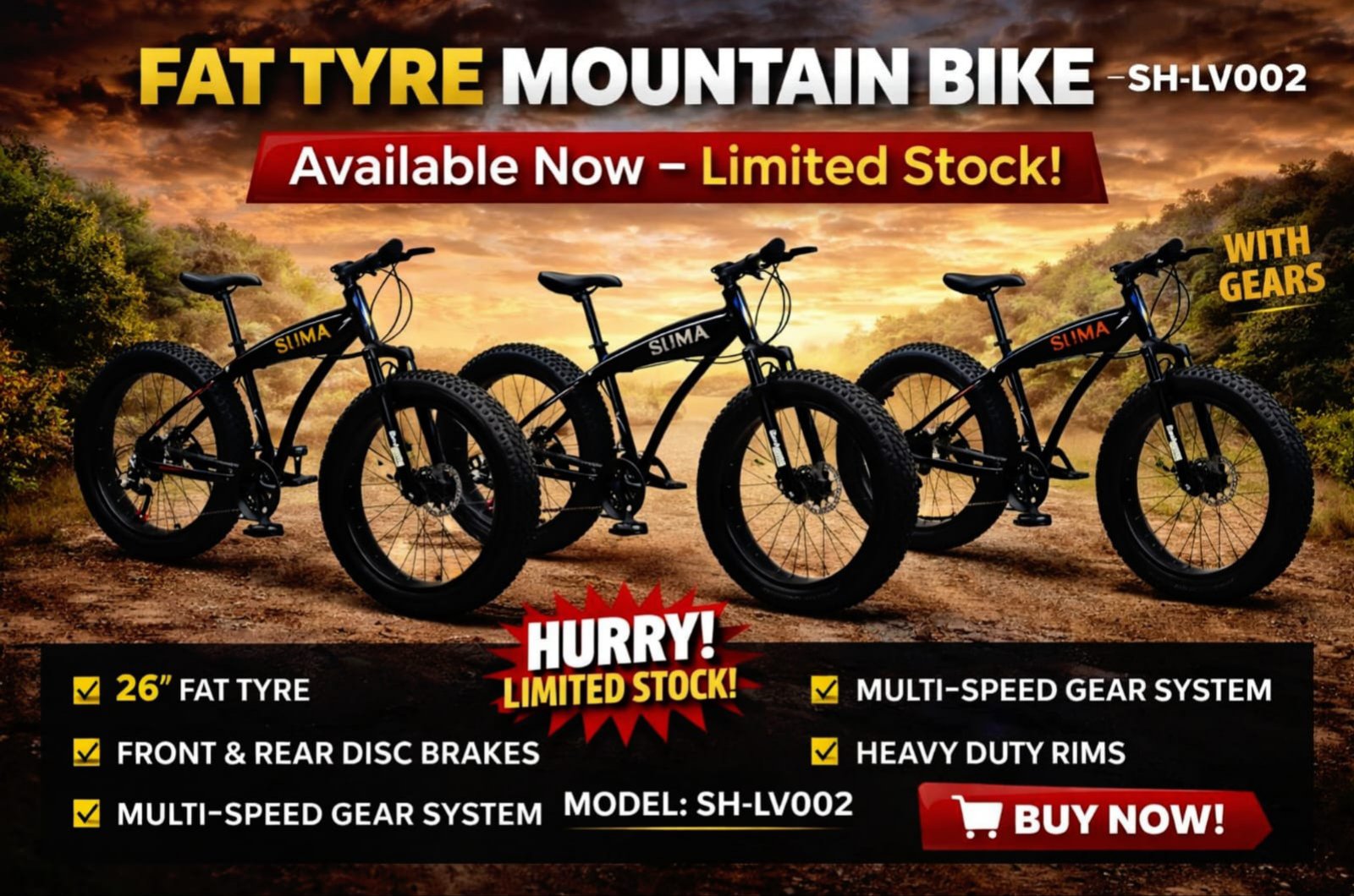 fat tyre mountain bike size 26