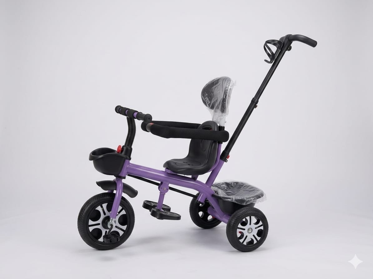 Premium purple girls tricycle with baby holder